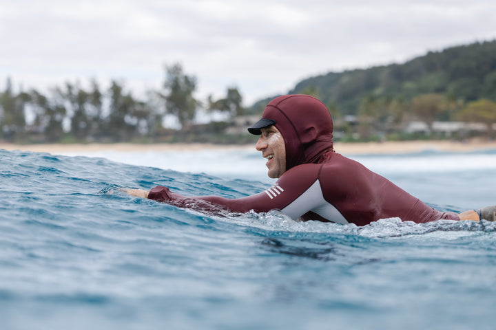 Maroon Carvico Hooded Surf Rash Guard